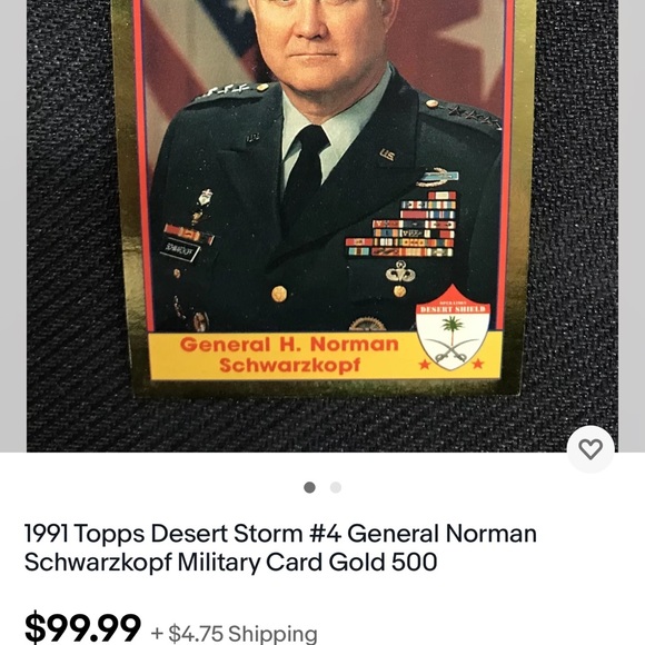 Desert Storm trading card. General H. Norman Schwarzkopf - Picture 3 of 3